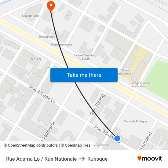 Rue Adama Lo / Rue Nationale to Rufisque map