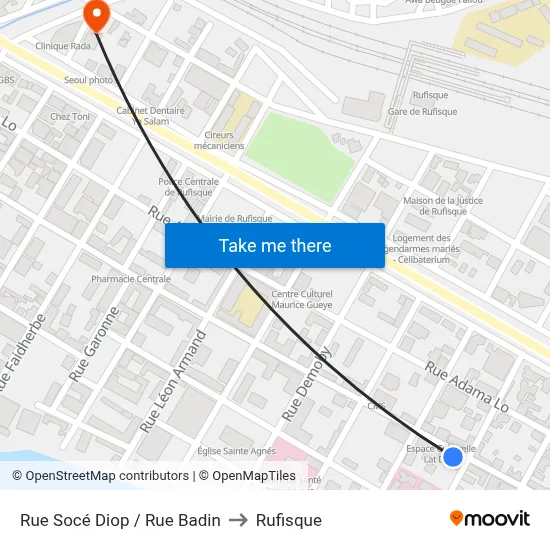 Rue Socé Diop / Rue Badin to Rufisque map