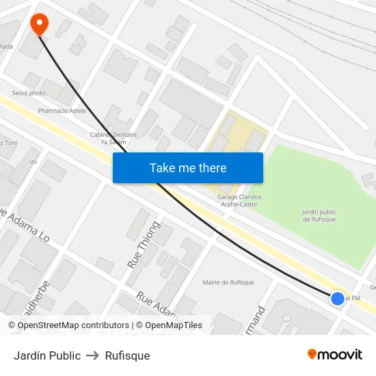 Jardín Public to Rufisque map