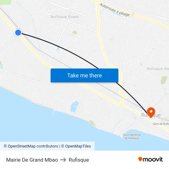 Mairie De Grand Mbao to Rufisque map