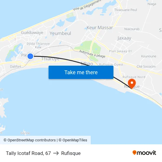 Tally Icotaf Road, 67 to Rufisque map