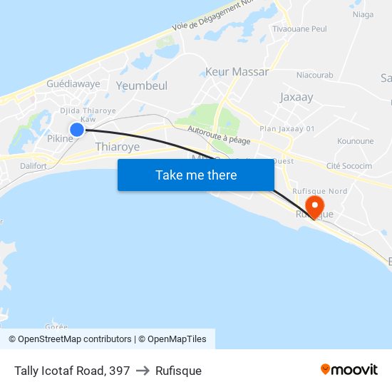 Tally Icotaf Road, 397 to Rufisque map