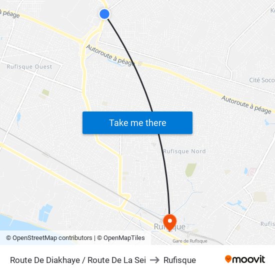 Route De Diakhaye / Route De La Sei to Rufisque map