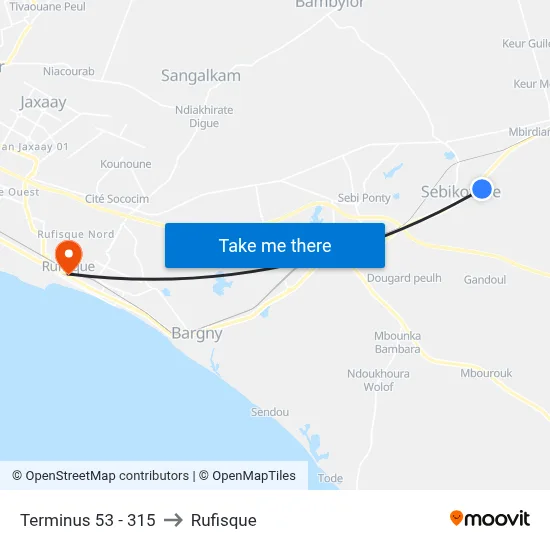 Terminus 53 - 315 to Rufisque map