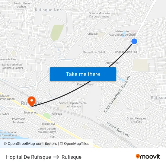 Hopital De Rufisque to Rufisque map