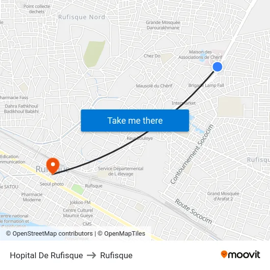 Hopital De Rufisque to Rufisque map