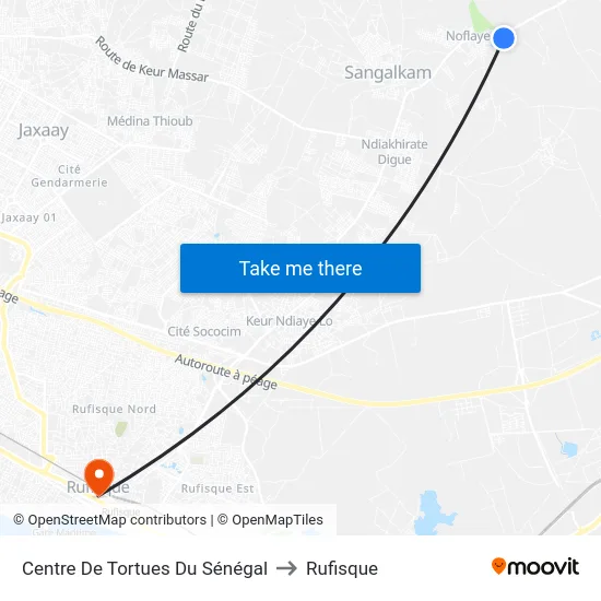 Centre De Tortues Du Sénégal to Rufisque map