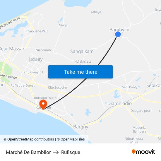 Marché De Bambilor to Rufisque map