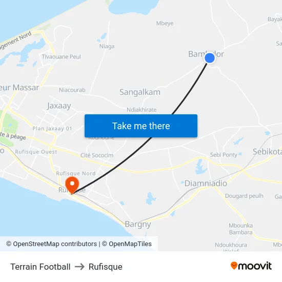 Terrain Football to Rufisque map