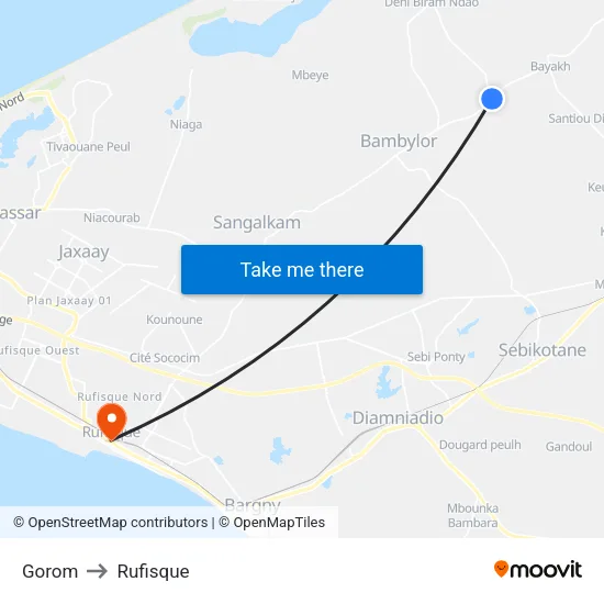 Gorom to Rufisque map