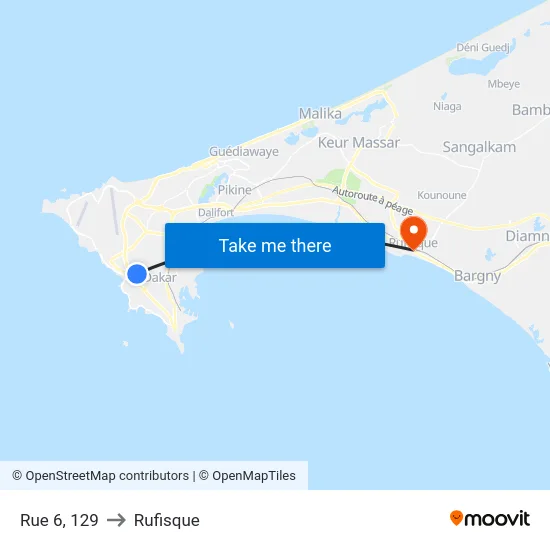 Rue 6, 129 to Rufisque map