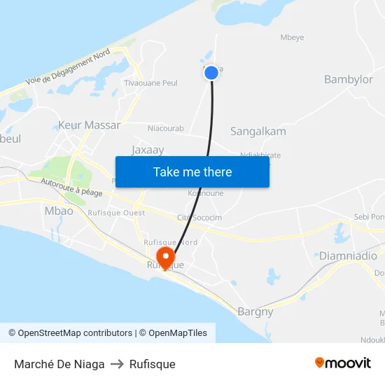 Marché De Niaga to Rufisque map