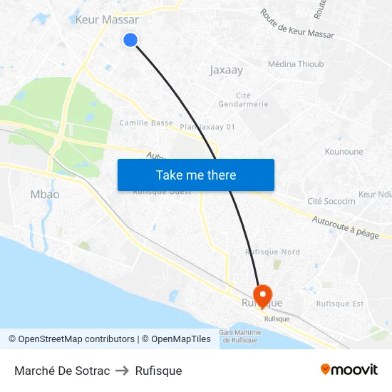 Marché De Sotrac to Rufisque map