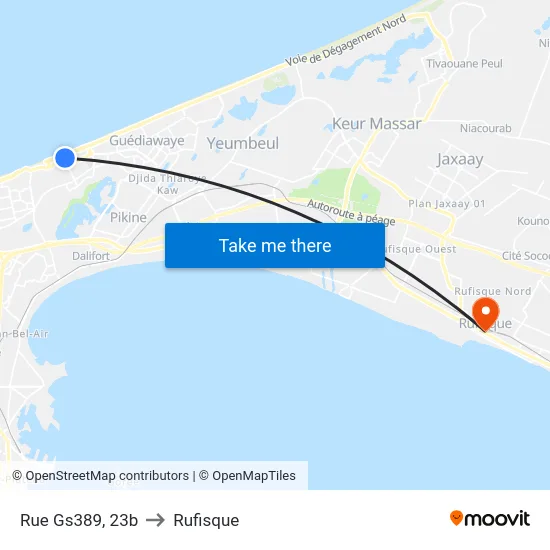 Rue Gs389, 23b to Rufisque map