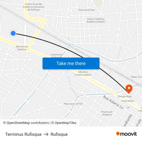 Terminus Rufisque to Rufisque map