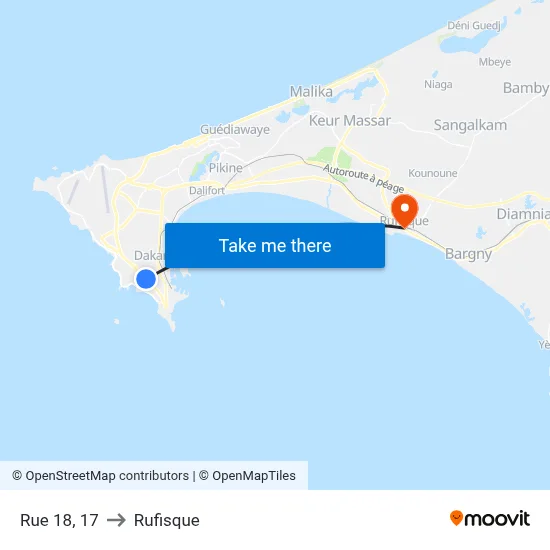 Rue 18, 17 to Rufisque map