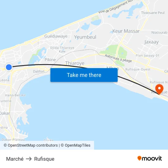 Marché to Rufisque map