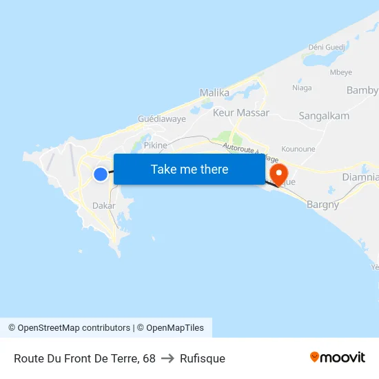 Route Du Front De Terre, 68 to Rufisque map