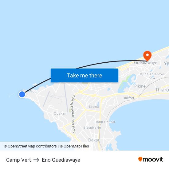 Camp Vert to Eno Guediawaye map