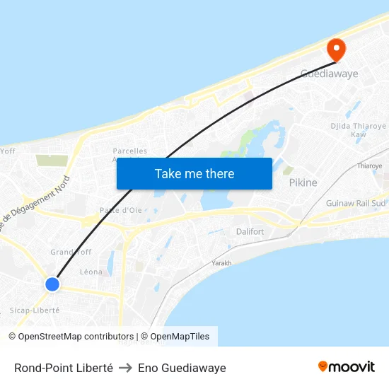 Rond-Point Liberté to Eno Guediawaye map