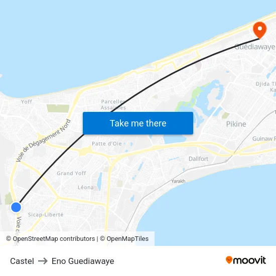 Castel to Eno Guediawaye map