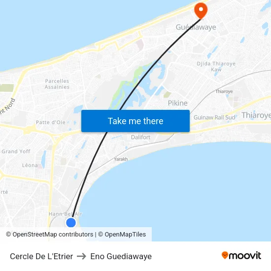 Cercle De L'Etrier to Eno Guediawaye map
