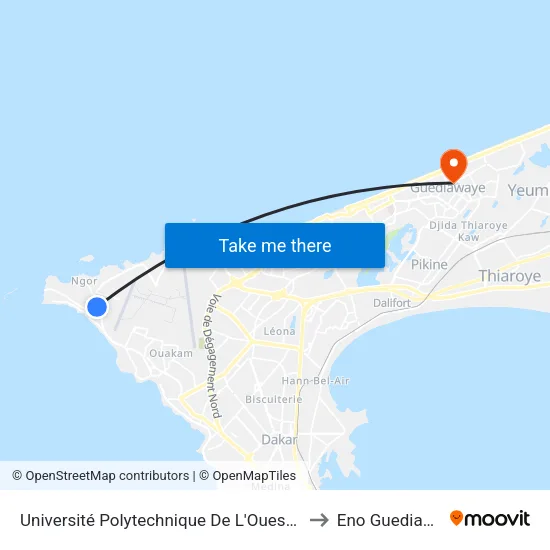 Université Polytechnique De L'Ouest Africain to Eno Guediawaye map