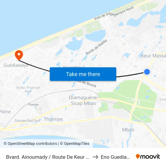 Bvard. Ainoumady / Route De Keur Massar to Eno Guediawaye map