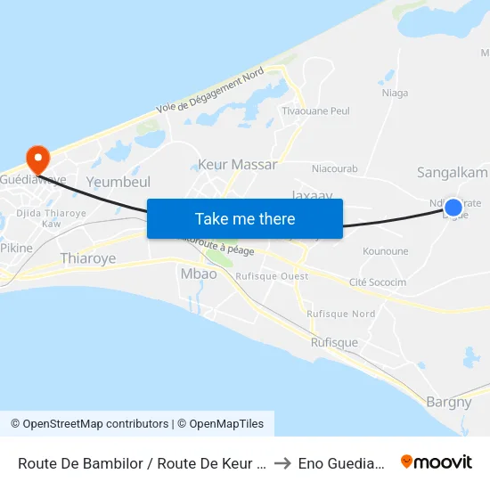 Route De Bambilor / Route De Keur Massar to Eno Guediawaye map