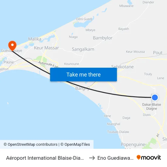 Aéroport International Blaise-Diagne to Eno Guediawaye map