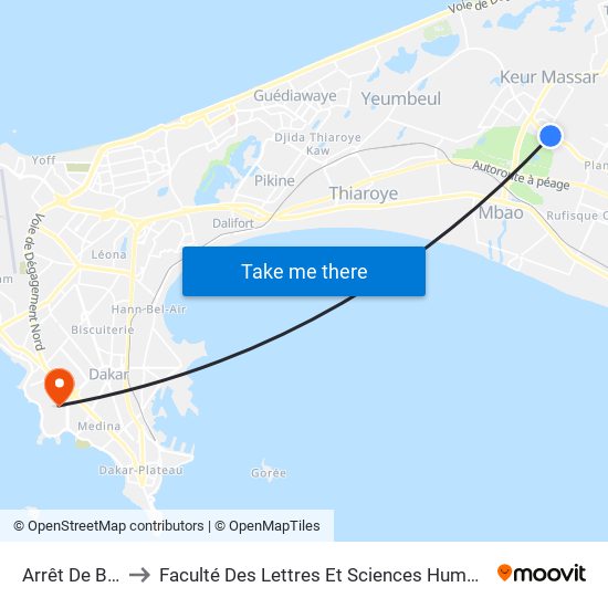 Arrêt De Bus to Faculté Des Lettres Et Sciences Humaines map