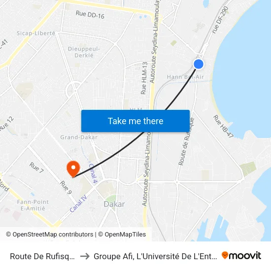 Route De Rufisque, 8 to Groupe Afi, L'Université De L'Entreprise map