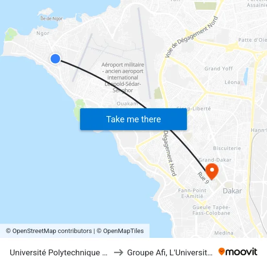 Université Polytechnique De L'Ouest Africain to Groupe Afi, L'Université De L'Entreprise map