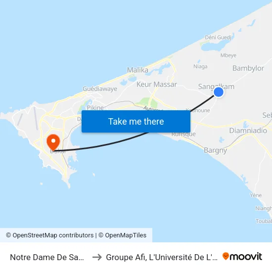 Notre Dame De Sangalkam to Groupe Afi, L'Université De L'Entreprise map