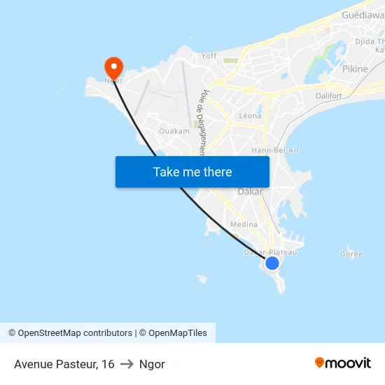 Avenue Pasteur, 16 to Ngor map