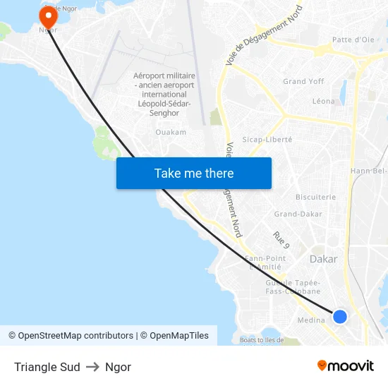 Triangle Sud to Ngor map