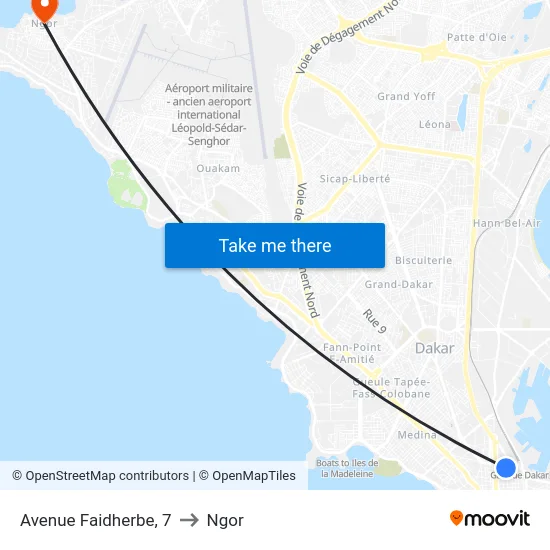 Avenue Faidherbe, 7 to Ngor map