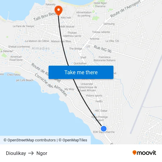 Dioulikay to Ngor map