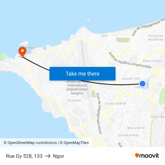 Rue Gy 528, 133 to Ngor map