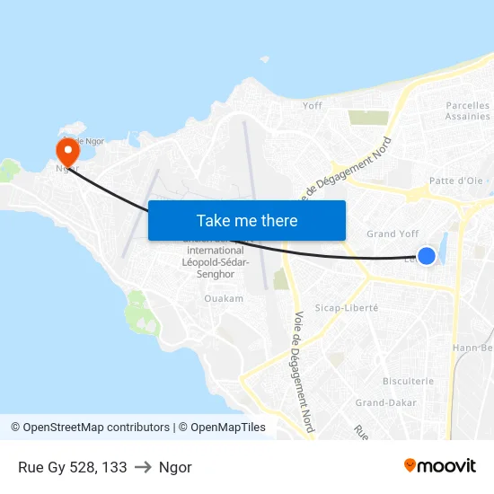 Rue Gy 528, 133 to Ngor map