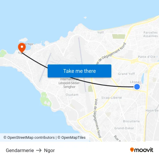 Gendarmerie to Ngor map