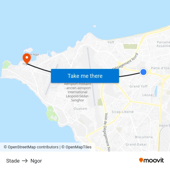 Stade to Ngor map