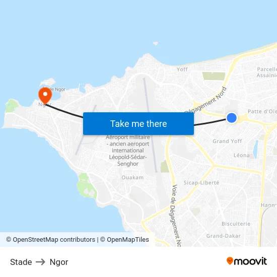 Stade to Ngor map