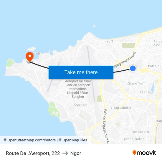 Route De L'Aeroport, 222 to Ngor map