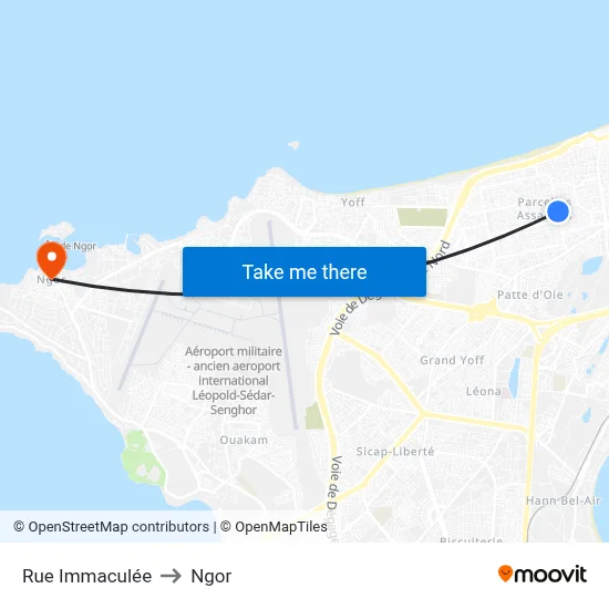 Rue Immaculée to Ngor map