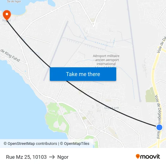 Rue Mz 25, 10103 to Ngor map