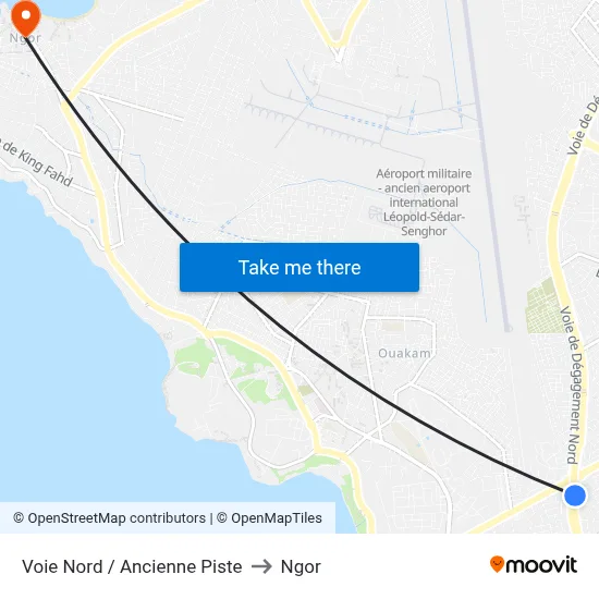 Voie Nord / Ancienne Piste to Ngor map