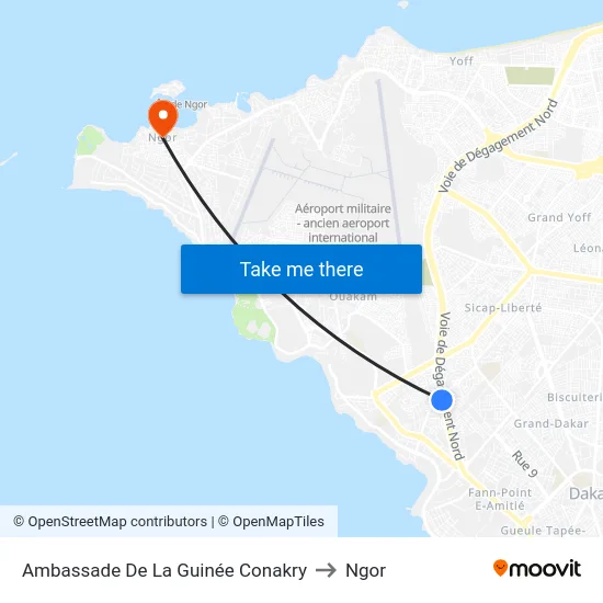 Ambassade De La Guinée Conakry to Ngor map