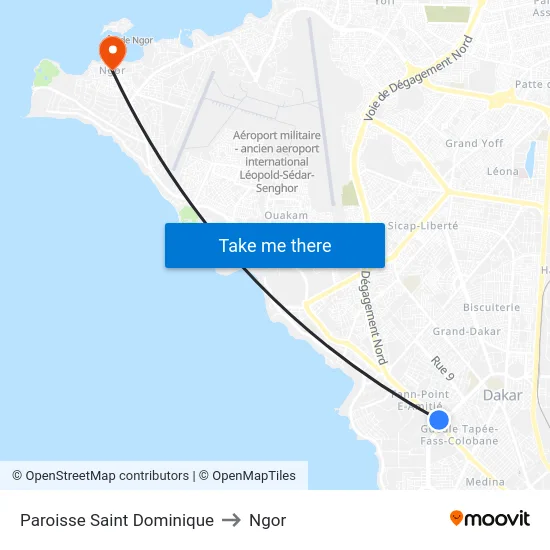 Paroisse Saint Dominique to Ngor map