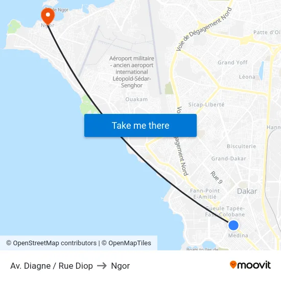 Av. Diagne / Rue Diop to Ngor map